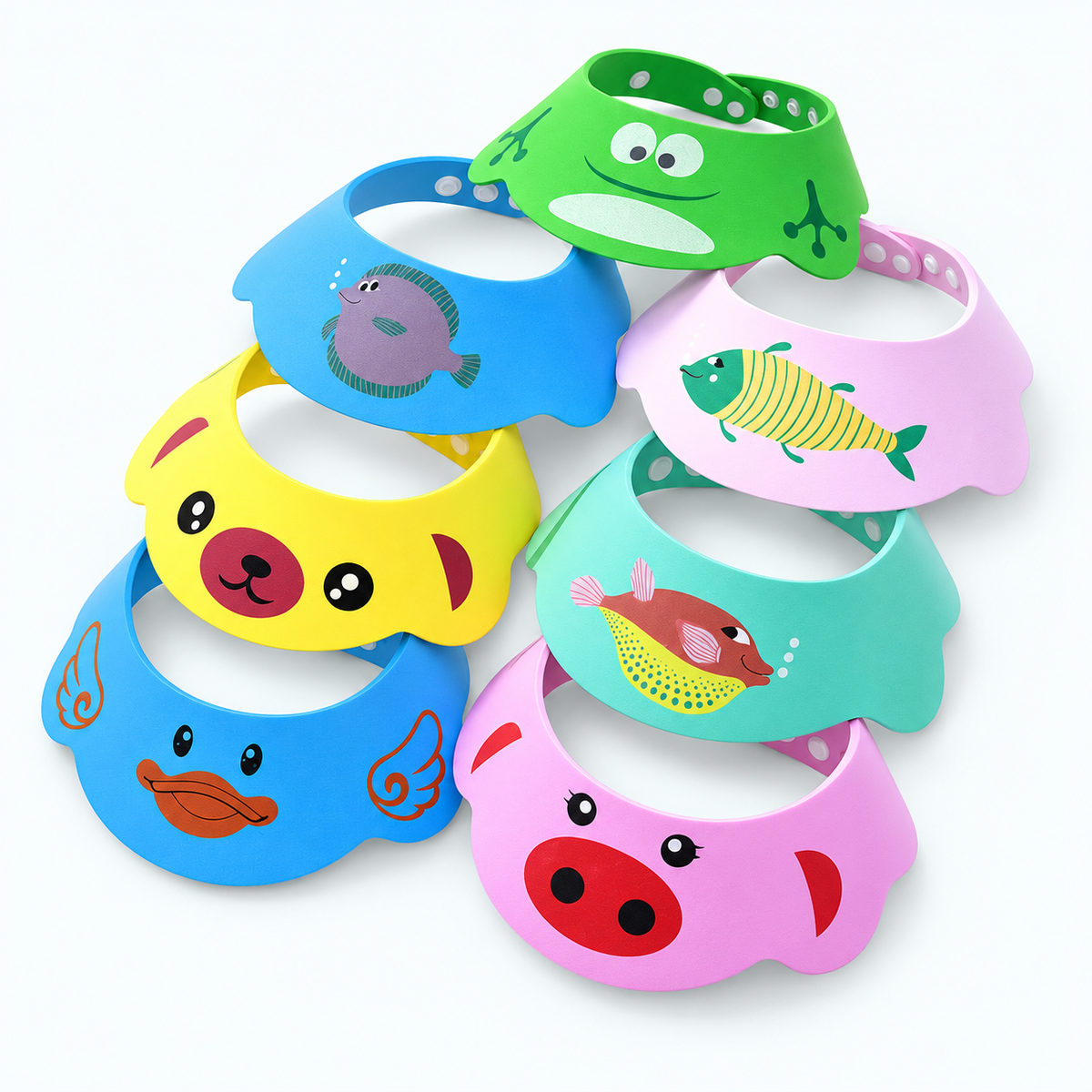 Adjustable Cartoon Baby Shampoo Cap — variants and scale