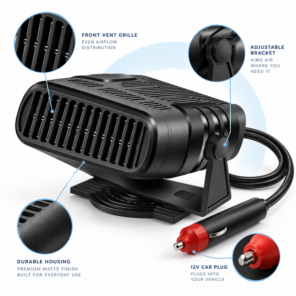 12V/24V Windshield Defroster & Car Heater — detail product view