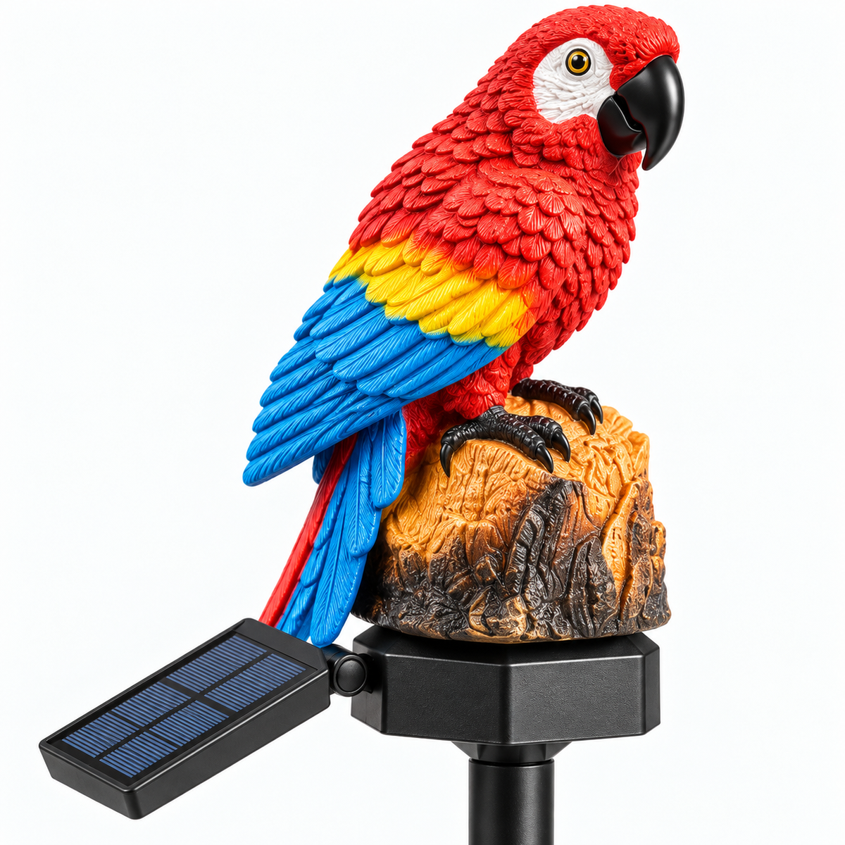 Solar Parrot Garden Stake Light — detail product view