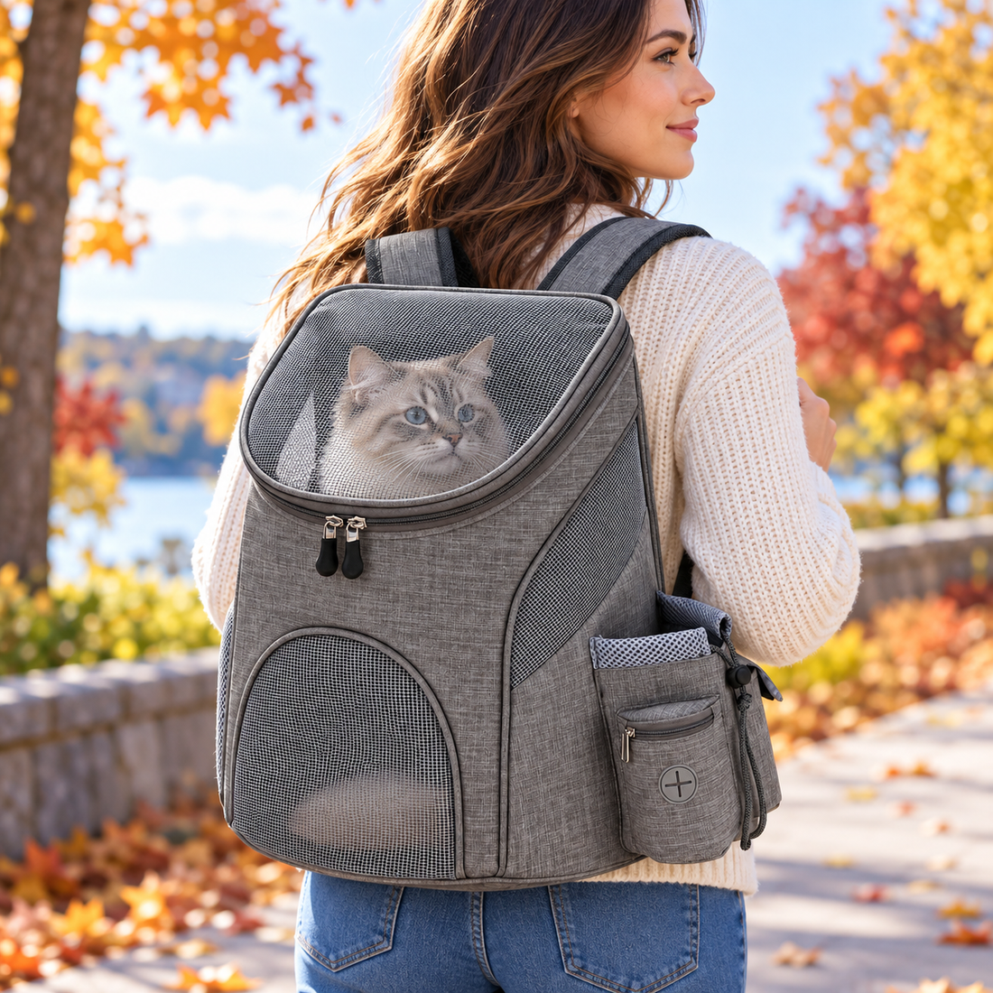 MN AMERICA Foldable Mesh Pet Carrier Backpack for safer and easier pet travel