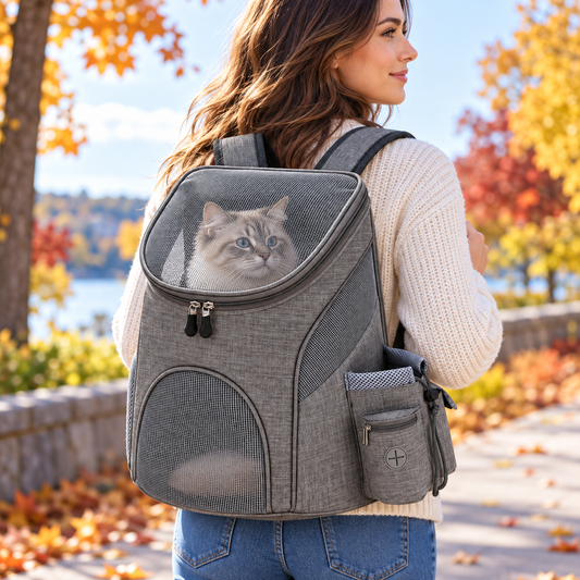 MN AMERICA Foldable Mesh Pet Carrier Backpack for safer and easier pet travel