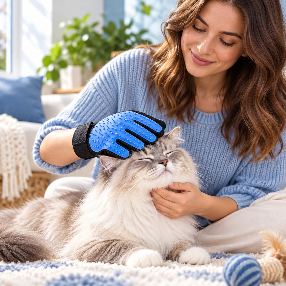 MN AMERICA Five-Finger Pet Grooming Glove for gentle dog and cat grooming