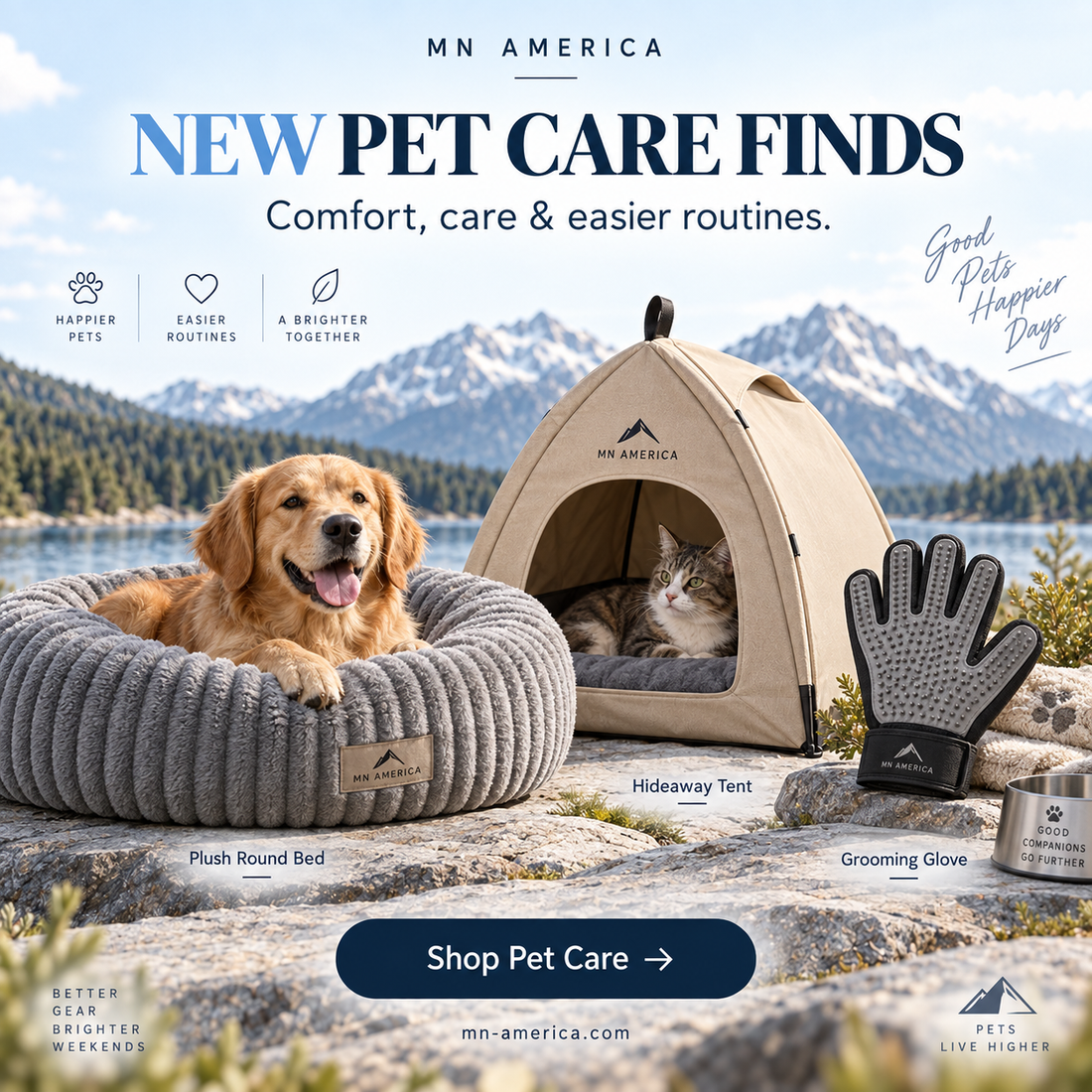 MN AMERICA smart everyday pet care essentials for easier grooming, comfort and routines