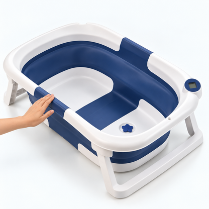 Foldable Temperature-Sensing Baby Bathtub — Variants and scale
