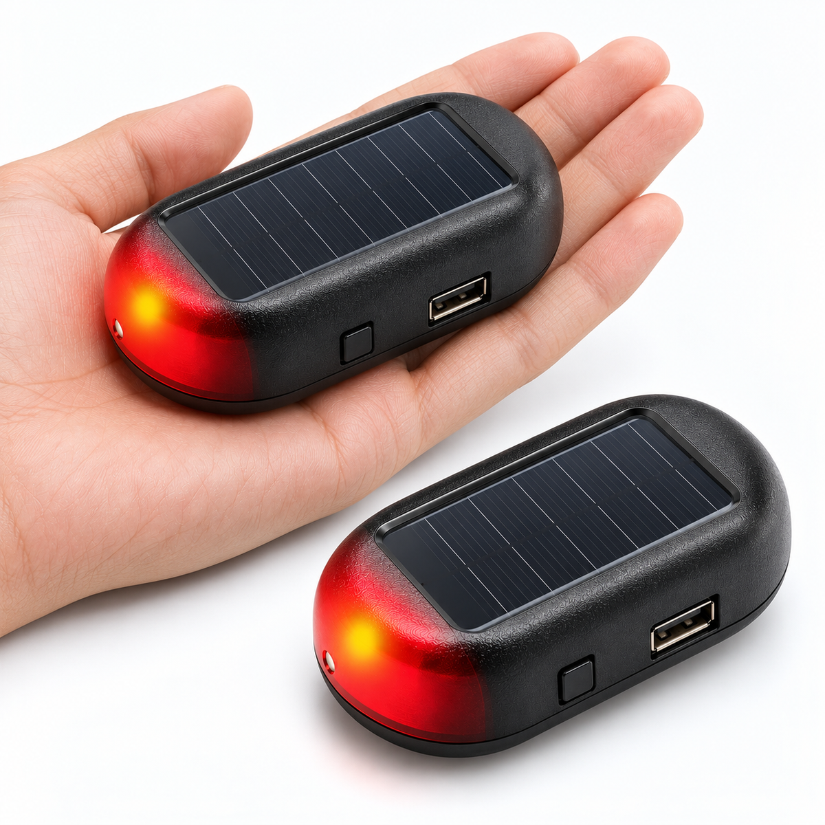 Solar-Powered Car Dashboard Indicator Device — Variants and scale