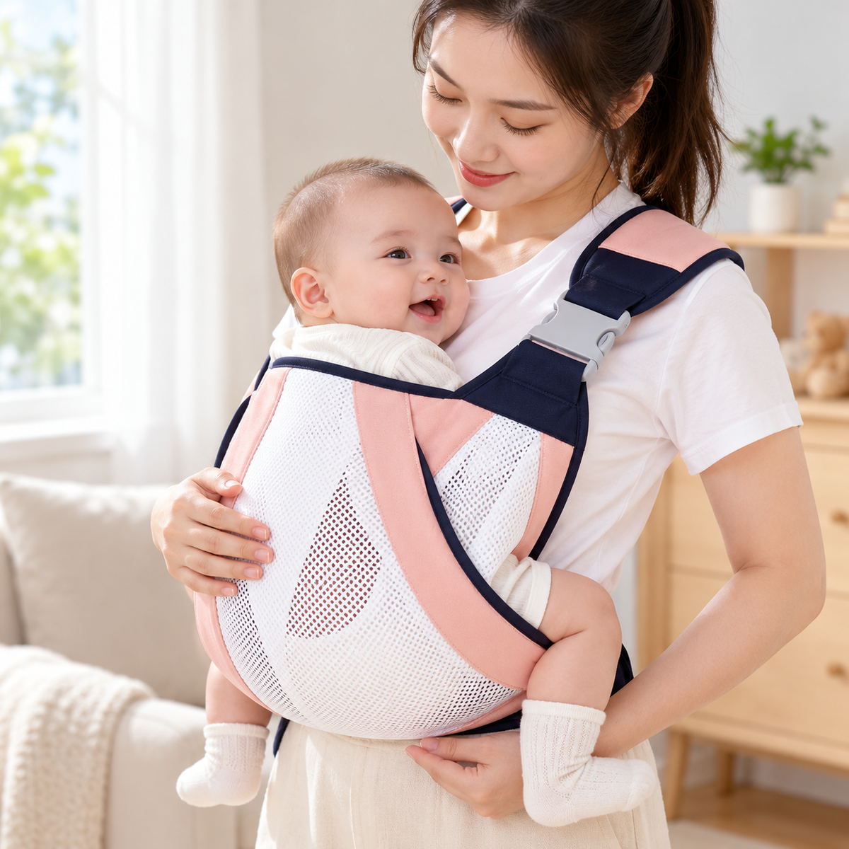 Breathable Mesh Shoulder Baby Carrier Sling — lifestyle view