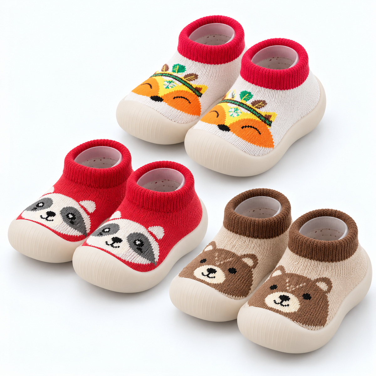 Soft-Knit Baby Sock Shoes — variants and scale