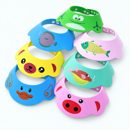 Adjustable Cartoon Baby Shampoo Cap — variants and scale