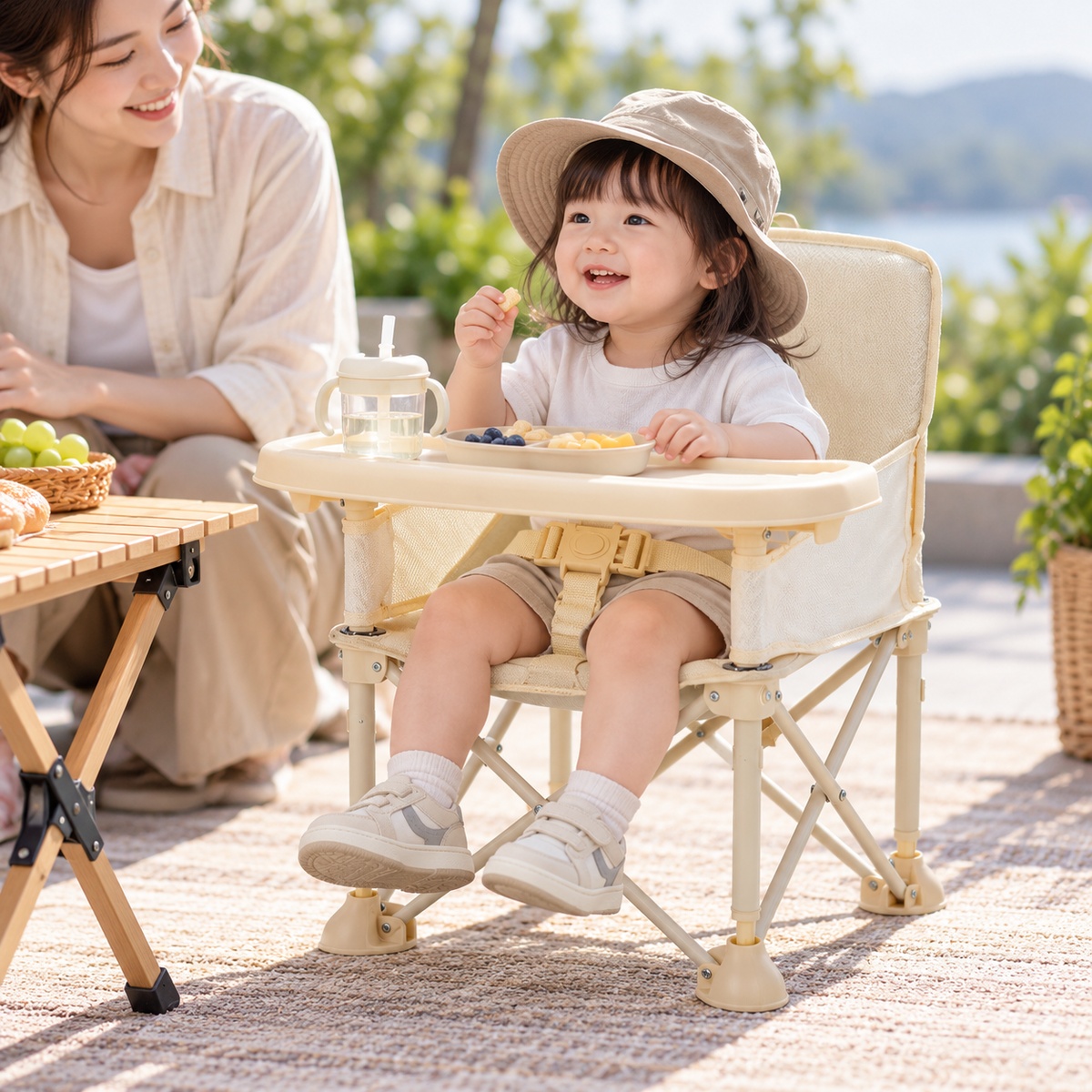 Portable Baby Camping & Feeding Chair — lifestyle view