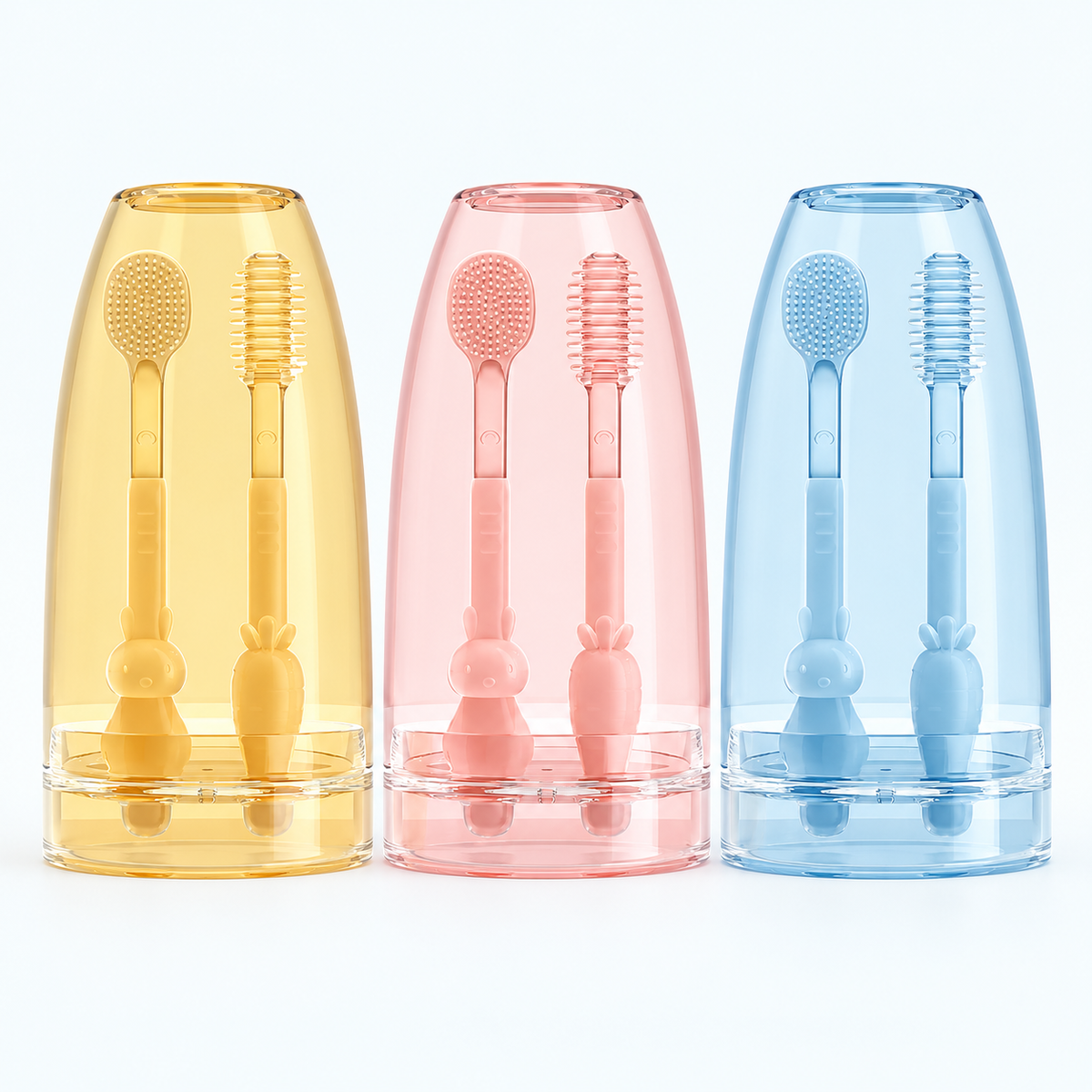 Soft Baby Toothbrush & Tongue Cleaner Set — variants and scale