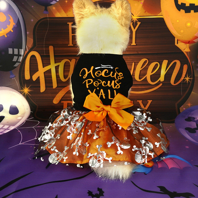Skeleton Mesh Halloween Pet Dress - additional product photo