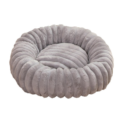 Ribbed Plush Round Pet Bed