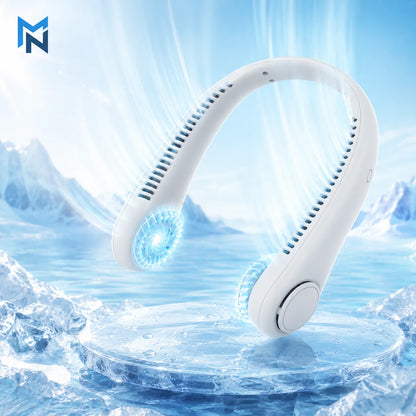 White neck fan on a blue icy background