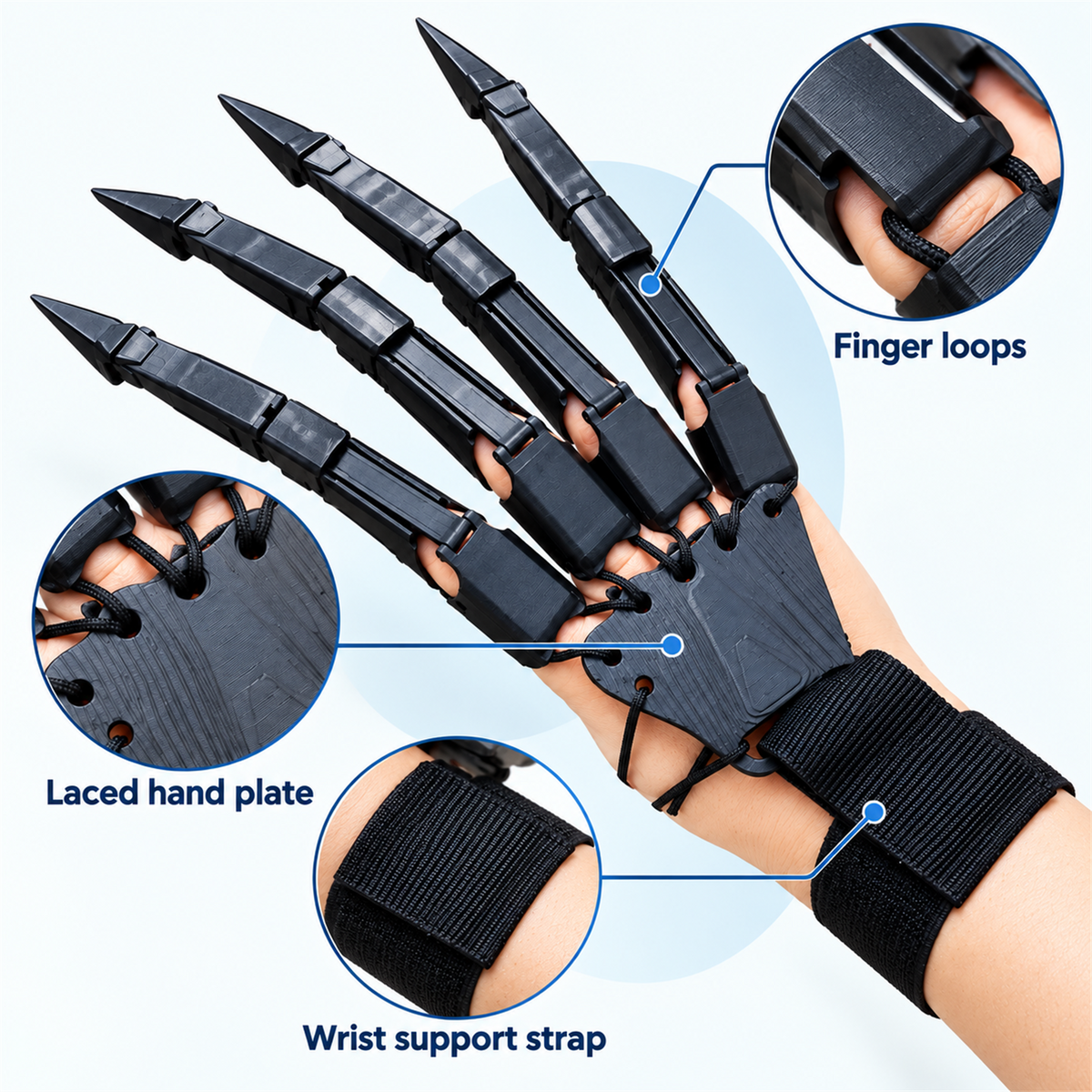 Articulated Skeleton Finger Props — detail view