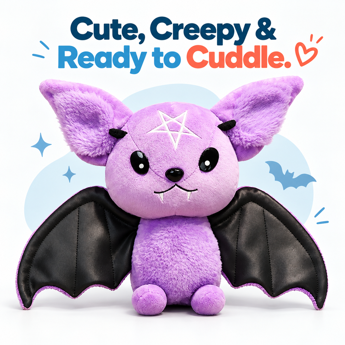 Cute purple devil bat plush doll