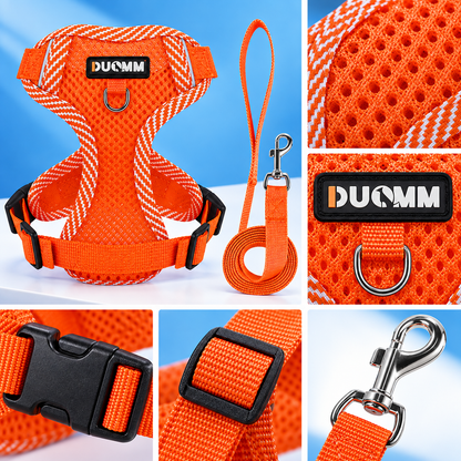 Reflective Mesh Pet Harness Set - orange detail photo