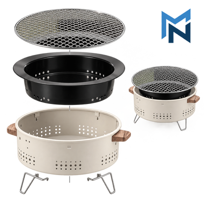 Portable outdoor charcoal grill, detail view