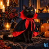Vampire Pet Cape Costume shown in a Halloween lifestyle scene