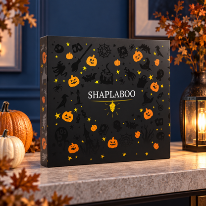 Illustrated Halloween gift box, lifestyle shot