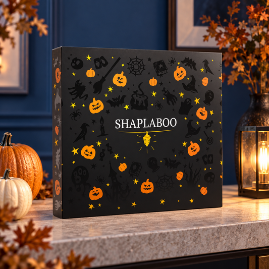 Illustrated Halloween gift box, lifestyle shot