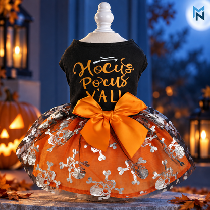Skeleton Mesh Halloween Pet Dress - detail photo