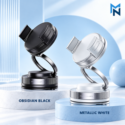 Magnetic phone mount in Obsidian Black and Metallic White
