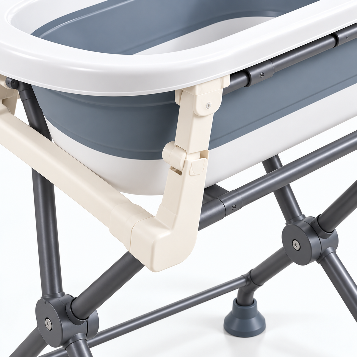 Foldable Raised Baby Bathtub — folding frame detail