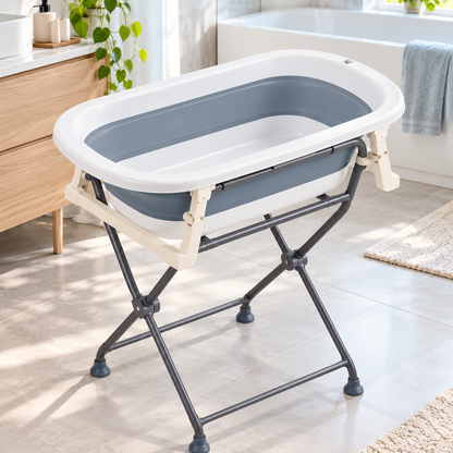 Foldable Raised Baby Bathtub — bathroom lifestyle view