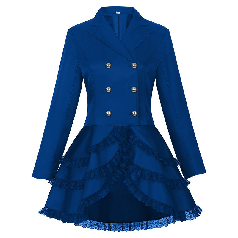 Blue Gothic lace tailcoat dress