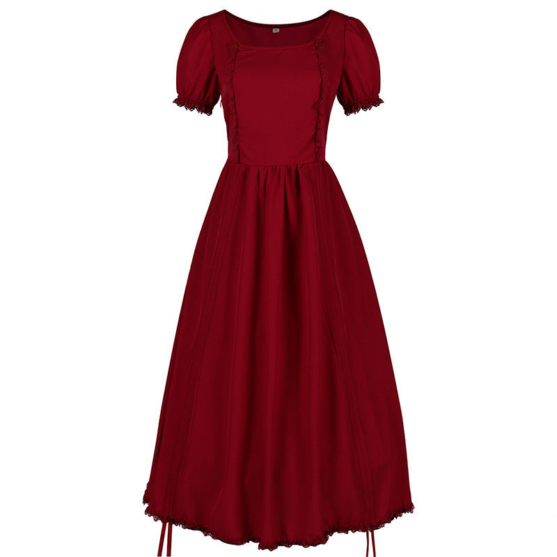 Red Victorian-style long dress