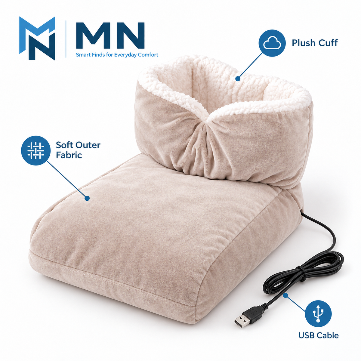 USB Heated Foot Warmer Slippers — front product view