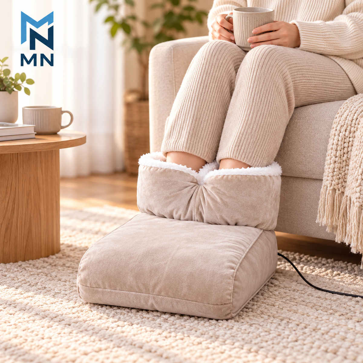USB Heated Foot Warmer Slippers — lifestyle use image