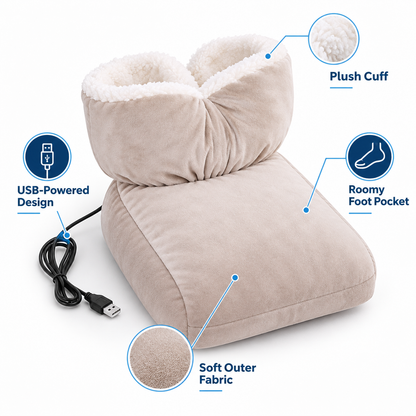 USB Heated Foot Warmer Slippers — features overview