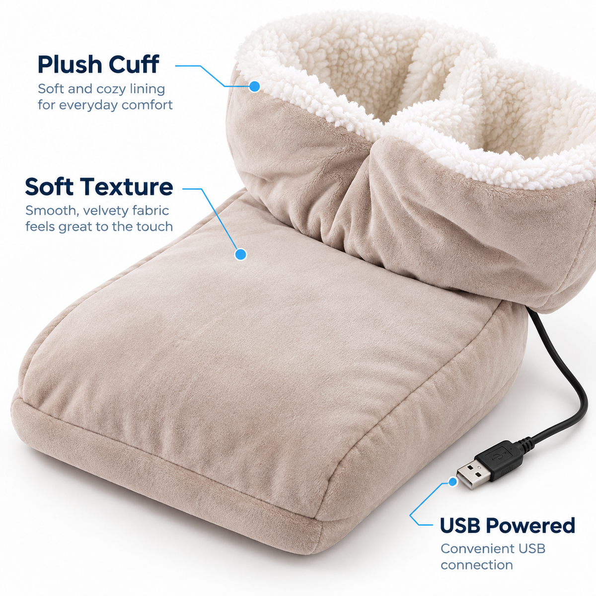 USB Heated Foot Warmer Slippers — detail product view