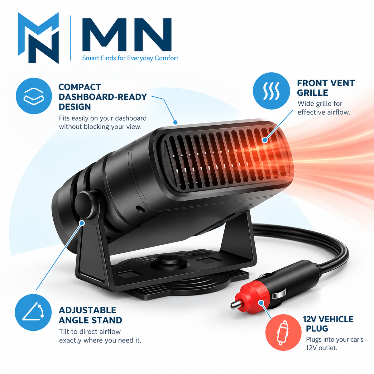 12V/24V Windshield Defroster & Car Heater — features overview