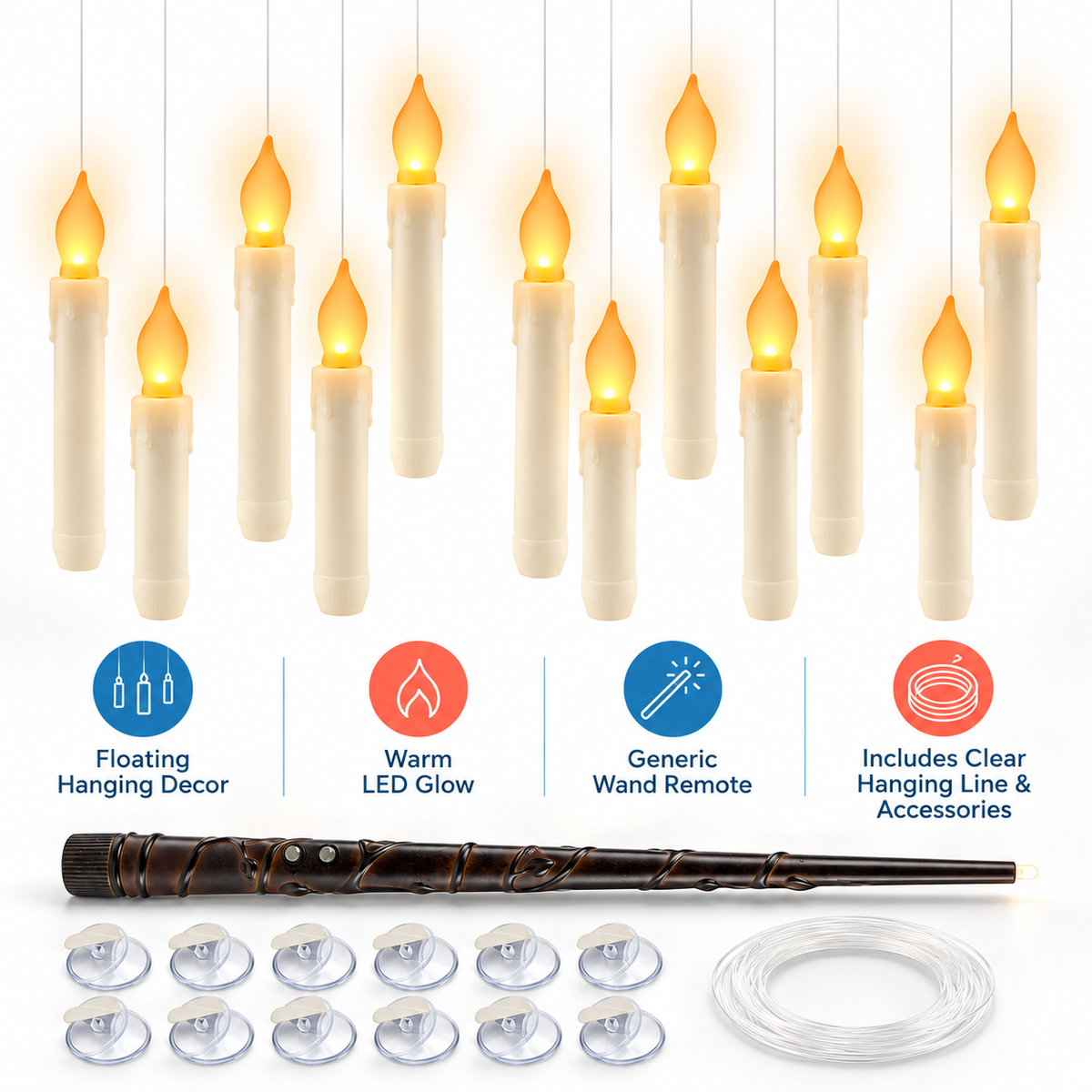 Floating Candles with Magic Wand Remote — features overview