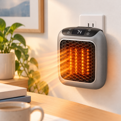 Compact Plug-In Personal Space Heater — lifestyle use image