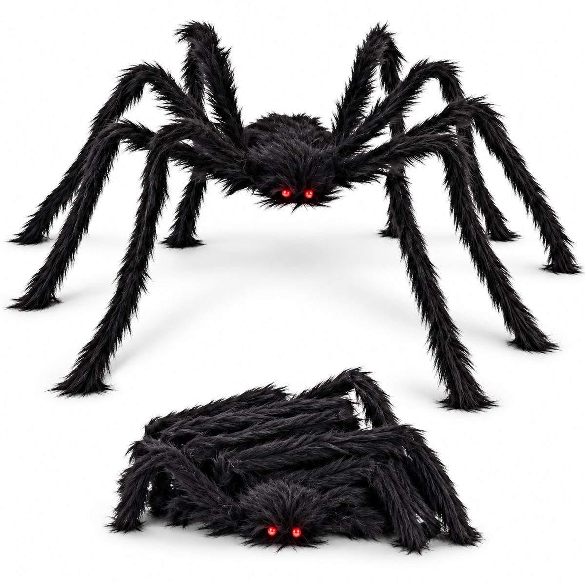 Giant Plush Halloween Spider with Posable Legs — front product view