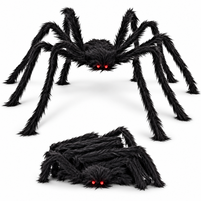 Giant Plush Halloween Spider with Posable Legs — front product view