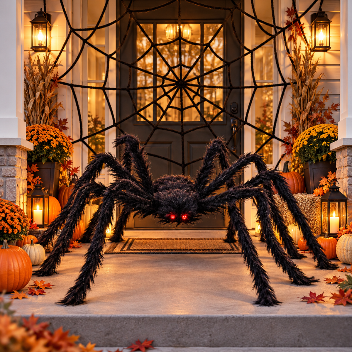 Giant Plush Halloween Spider with Posable Legs — lifestyle use image