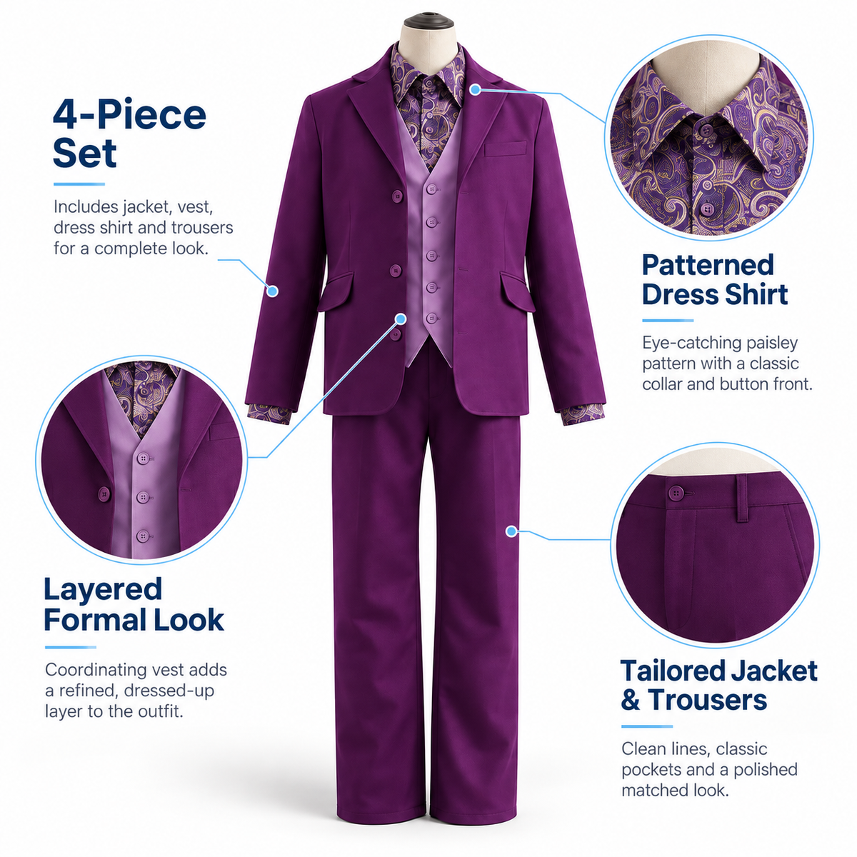 Purple Clown Costume Set & Green Wig — shopping gallery image