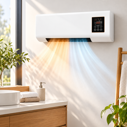 220V Wall-Mounted Heater & Fan with Remote — lifestyle use image