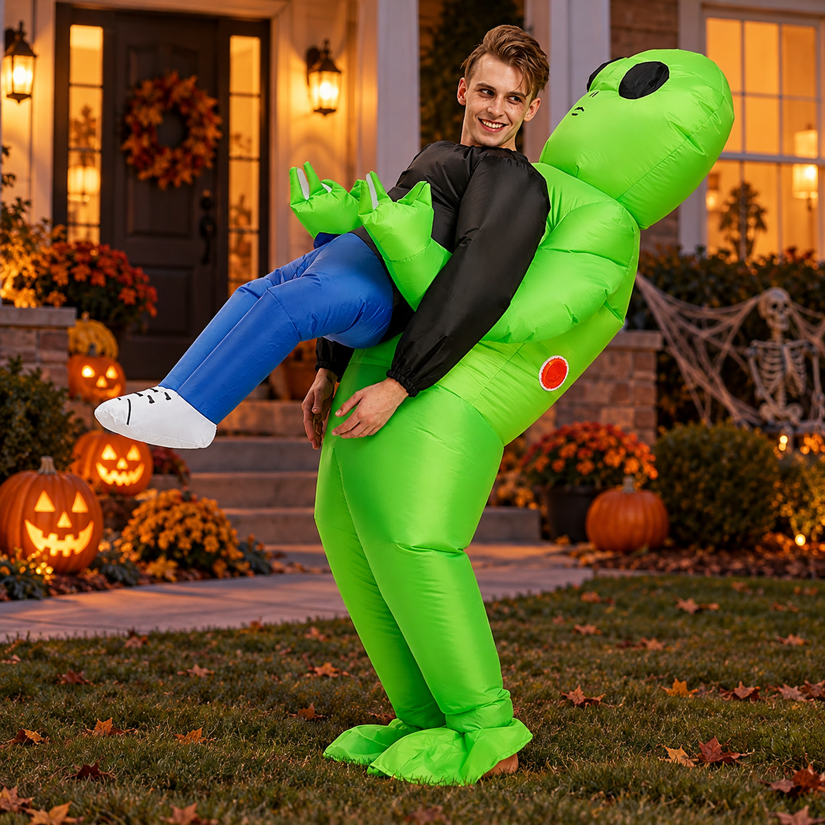 Alien Abduction Inflatable Costume for Adults — lifestyle use image