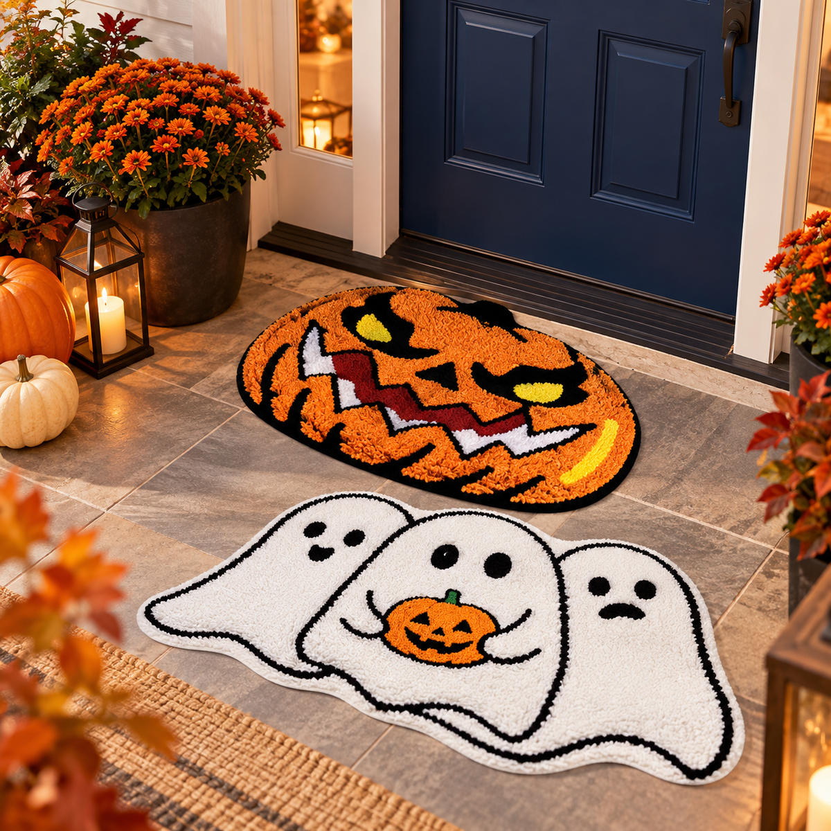 Halloween Faux-Cashmere Decorative Floor Mat — lifestyle use image