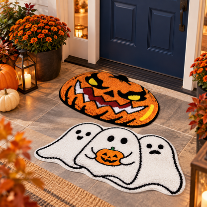 Halloween Faux-Cashmere Decorative Floor Mat — lifestyle use image