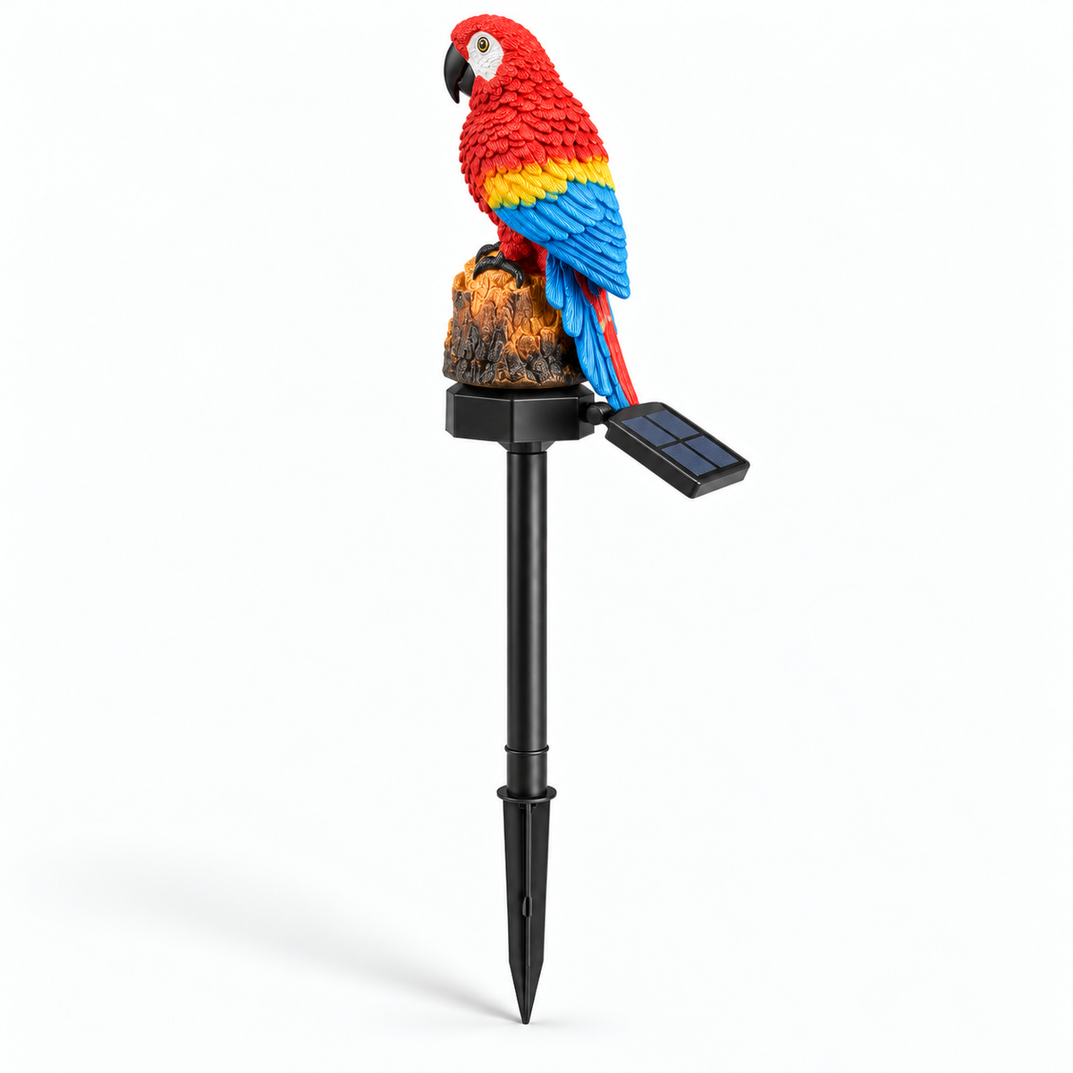 Solar Parrot Garden Stake Light — front product view