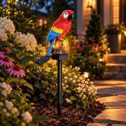 Solar Parrot Garden Stake Light — lifestyle use image