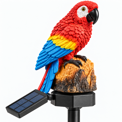 Solar Parrot Garden Stake Light — detail product view