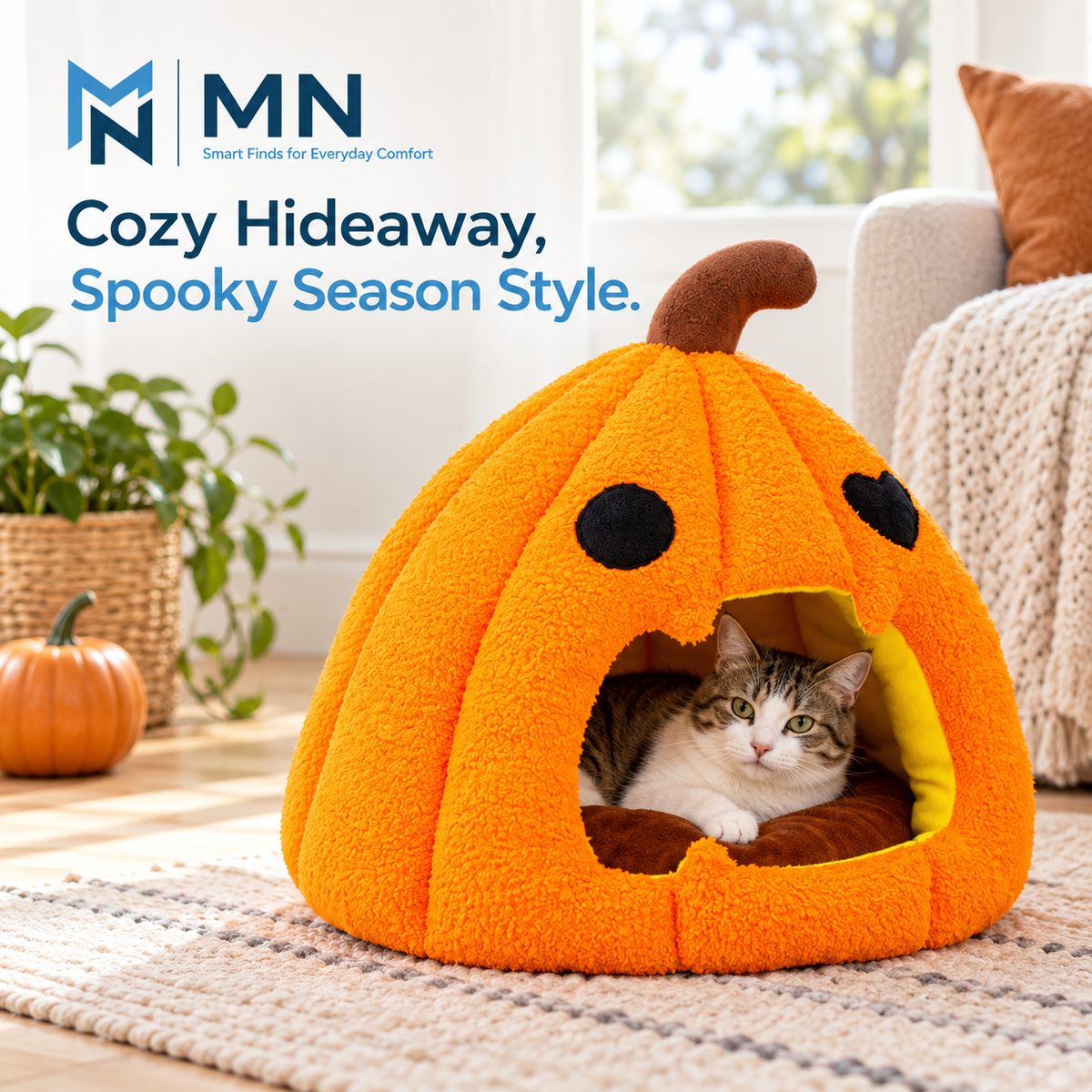 Pumpkin Pet Bed — lifestyle presentation
