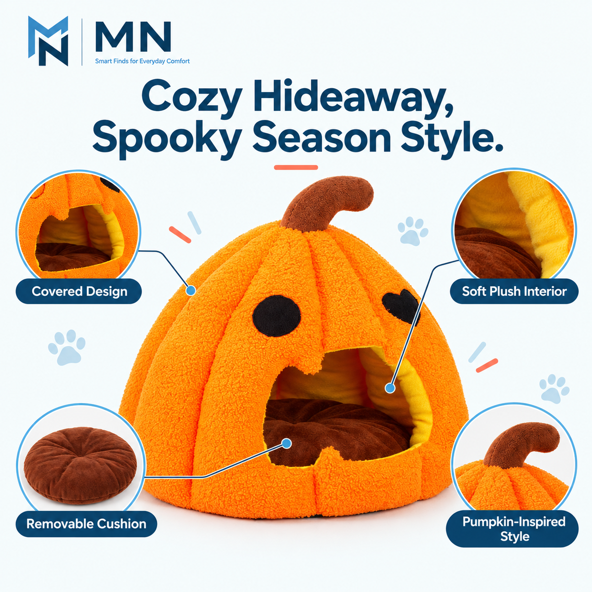 Pumpkin Pet Bed — detail view